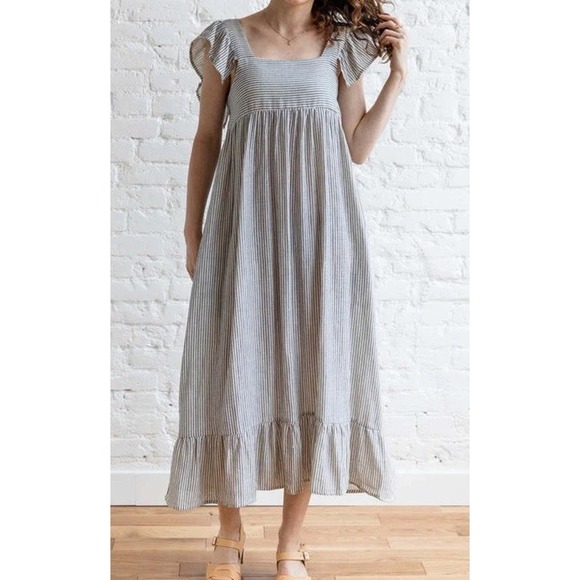 Miou Muse Dresses & Skirts - MIOU MUSE Navy Striped Gauze Maxi Dress Sleeveless Medium NWT